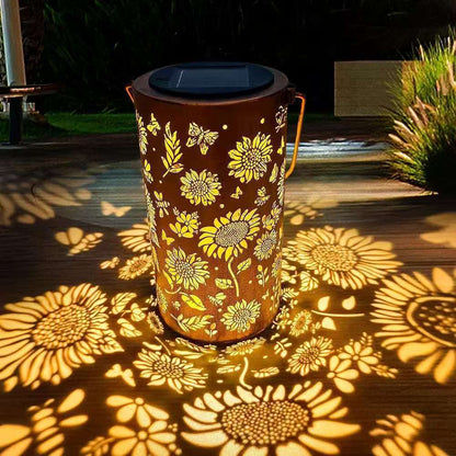 Solblume | Solar-Gartenlaterne mit farbenfrohem Sonnenblumenmotiv