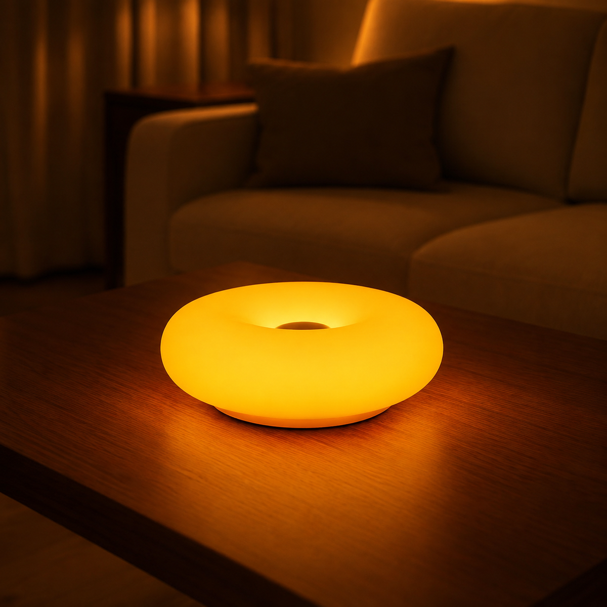 Dulce Donut-Tischlampe auf dem Nachttisch
