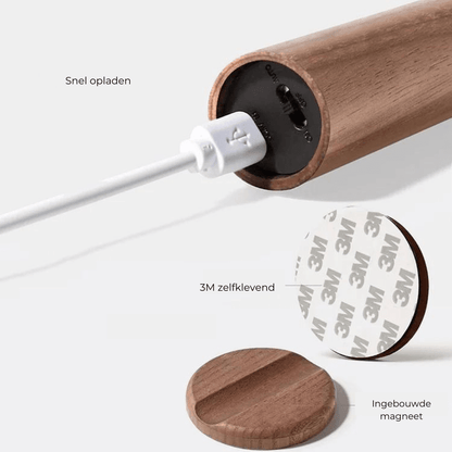 Alba | Kabellose Wandleuchte im warmen Holzdesign